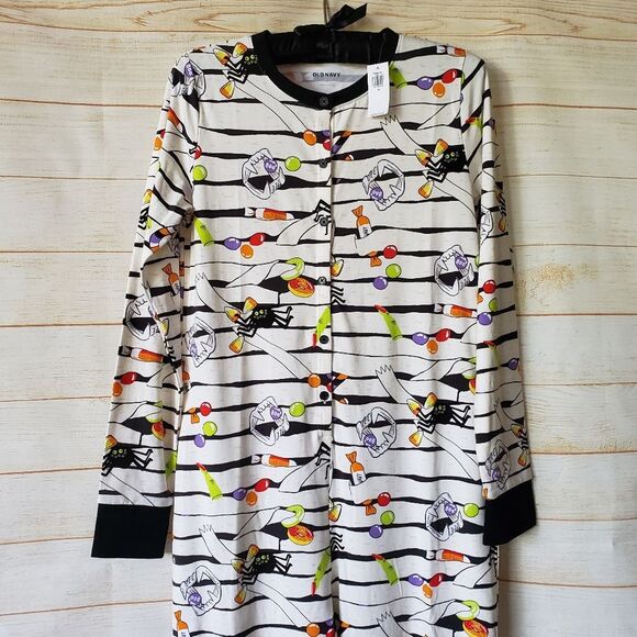 Old Navy Halloween Mummy Treats Spiders Witch Women's One Piece PJ Size Medium - Picture 9 of 13